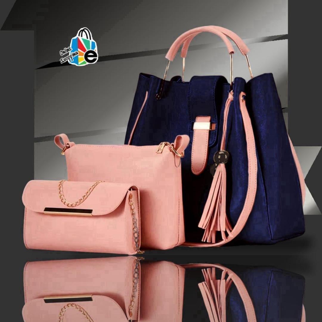 Women's Rexine Plain Hand Bag Set