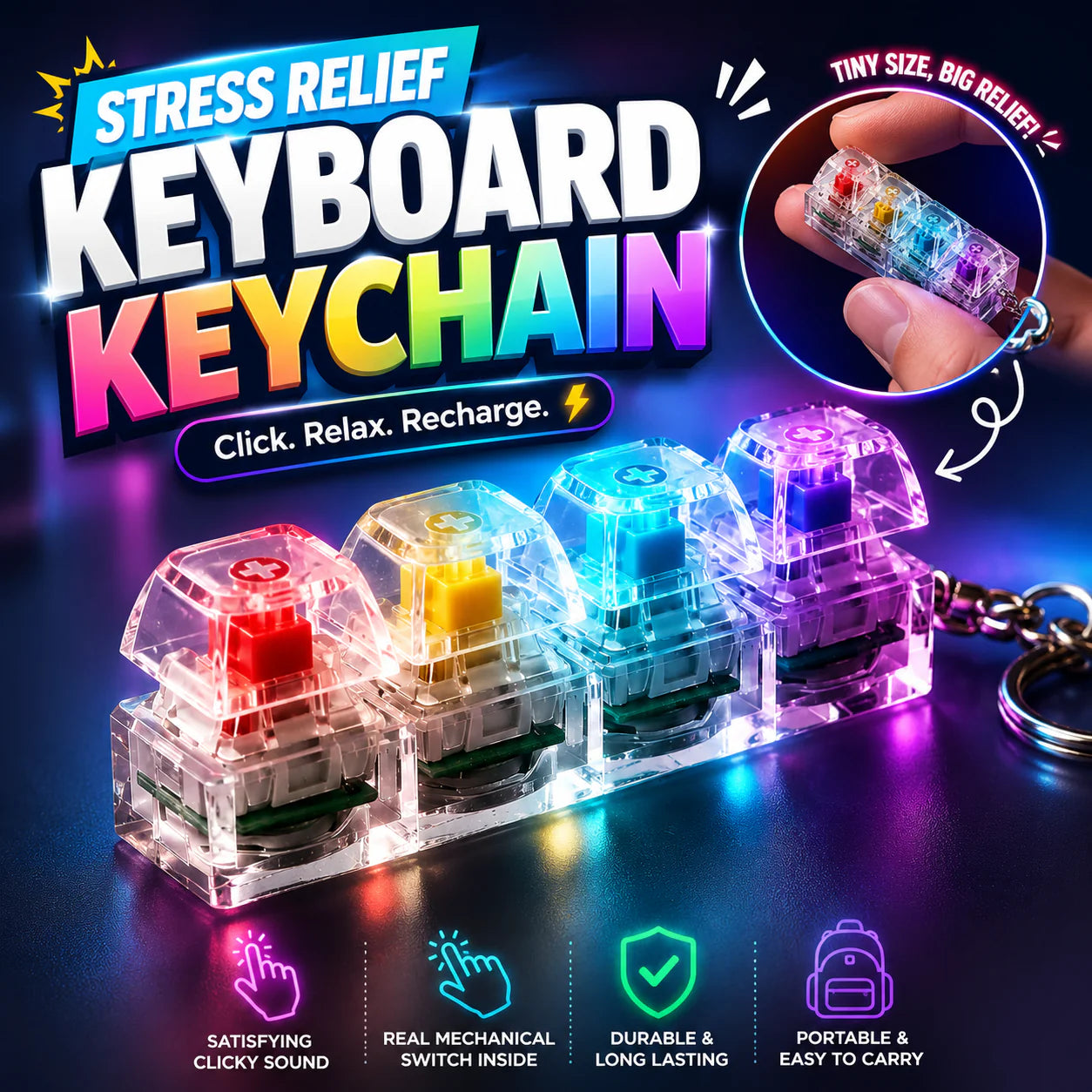Fidget Button Key chain